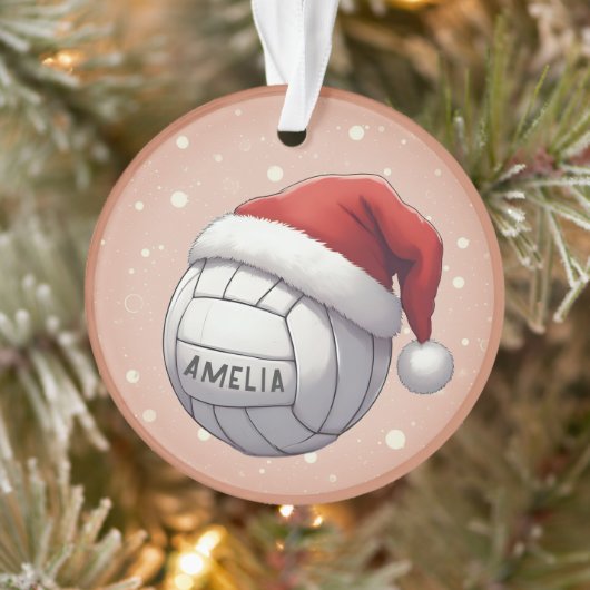 Volleyball Ball with Red Santa Hat Name Christmas (Arbre)
