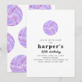Volleyball Birthday Invitation (Devant / Derrière)