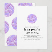 Volleyball Birthday Party Invitation  (Devant / Derrière)