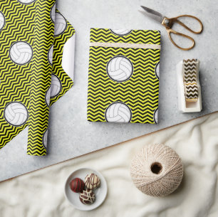 Volleyball Black Chevron plus uw teamkleurencadeau Cadeaupapier