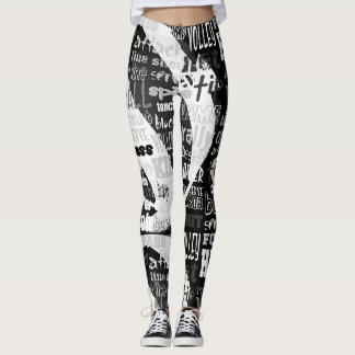 Volleyball Black en White All-Over-Print Leggings