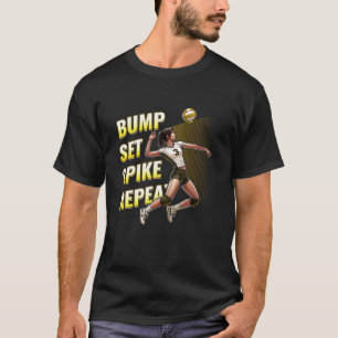 Volleyball Bump Set Spike Herhaal Banaan Geel Sma T-shirt