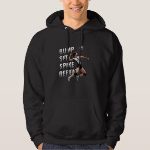 Volleyball Bump Set Spike Herhalen voor Meisje & V Hoodie