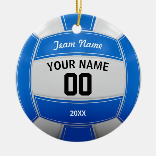 Volleyball Christmas Blue Keramisch Ornament (Voorkant)