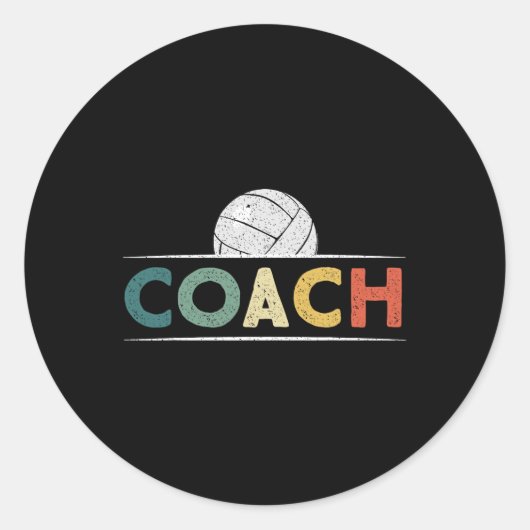 Volleyball Coach Gifts Funny Retro Ball Co Ronde Sticker (Voorkant)