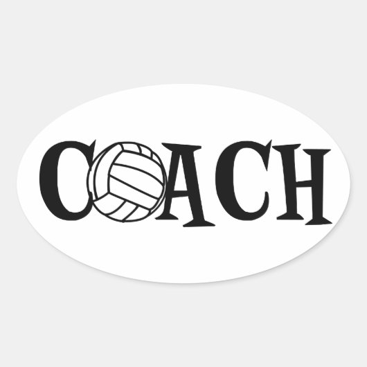 Volleyball Coach Ovale Sticker (Voorkant)