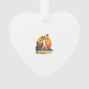Volleyball Corgi Vintage Illustration Vectoriel Co
