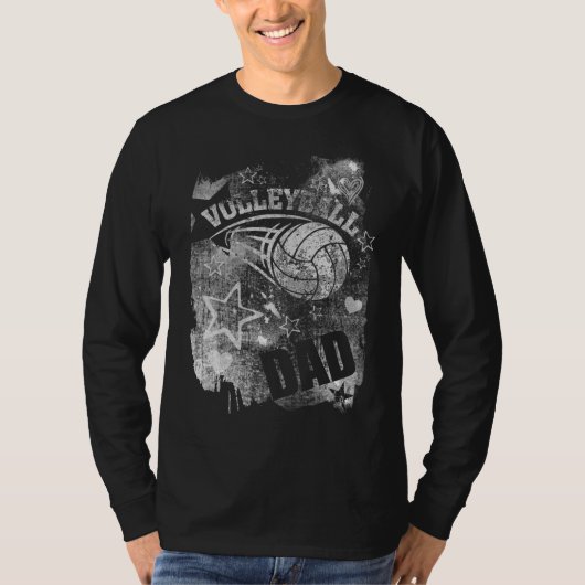 Volleyball Dad, Black Grunge Volleyball T-shirt (Voorkant)