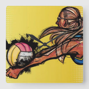 Volleyball DIGG - wandklok Vierkante Klok