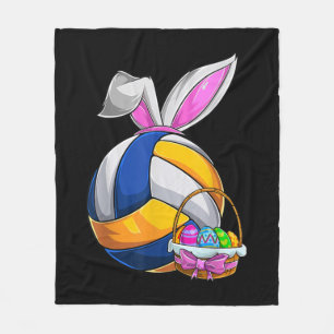 Volleyball Easter Bunny Ears Easter Eggs Hunting B Fleece Deken