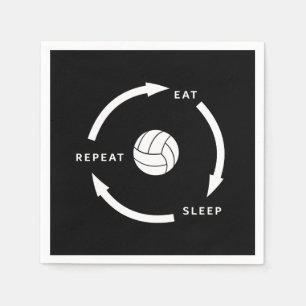 Volleyball Eat Sleep Herhaaldelijk Gezegde sport Servet