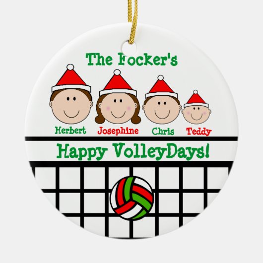 VolleyBall Family 4 Personaliseert Ornament (Voorkant)