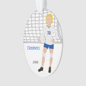 Volleyball Femme cheveux court en bleu blanc (devant)