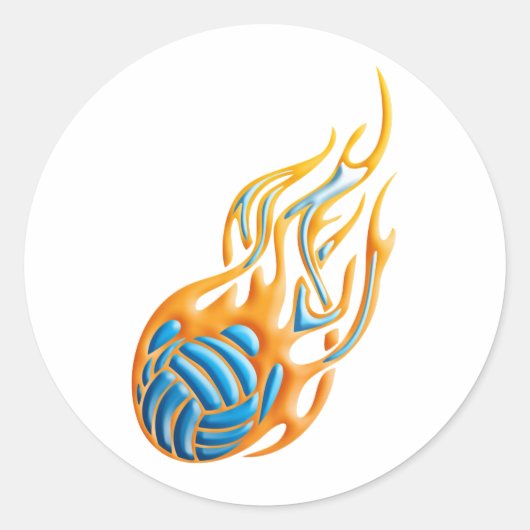 Volleyball Fireball Ronde Sticker (Voorkant)