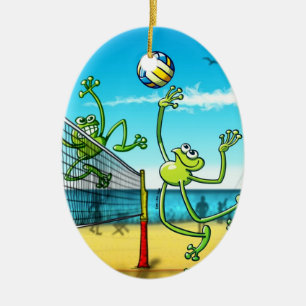 Volleyball Frog Keramisch Ornament
