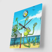 Volleyball Frog Vierkante Klok (Hoek)