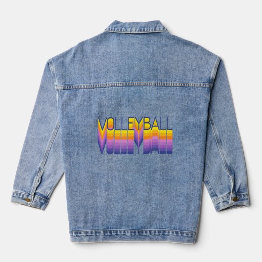Volleyball - Fun Retro Kijk Denim Jacket (Achterkant)