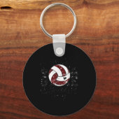 Volleyball Game Day Girls Volleyball Mom Maroon &a Sleutelhanger (Voorkant)