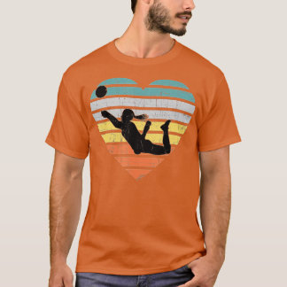 Volleyball Gifts for n Girls Retro Heart T-shirt