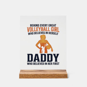 Volleyball Girl Daddy Vintage Gravure Shirt Desi Acryl Bord
