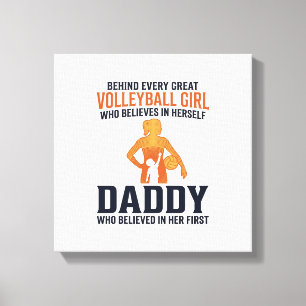 Volleyball Girl Daddy Vintage Gravure Shirt Desi Canvas Afdruk