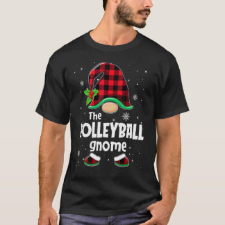 Volleyball Gnome Buffalo Plaid Christmas Matching  T-shirt