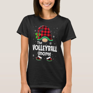 Volleyball Gnome Buffalo Plaid Christmas Matching  T-shirt