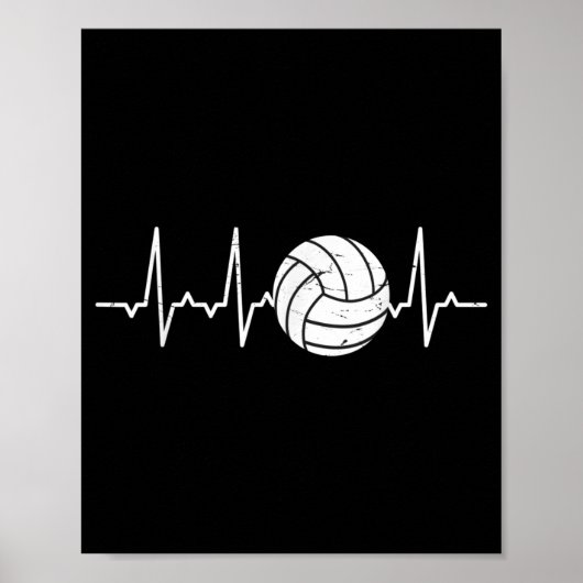Volleyball Heartbeat Cute Fun Poster (Voorkant)