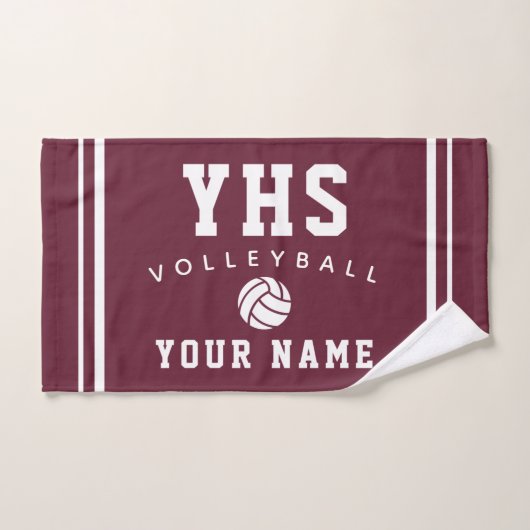 Volleyball Icon, Custom Name & School, Team Gift H (Serviette à main)