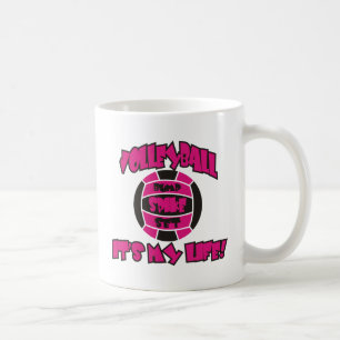 VOLLEYBALL IN HOT PINK EN ZWARTE KOFFIEMOK