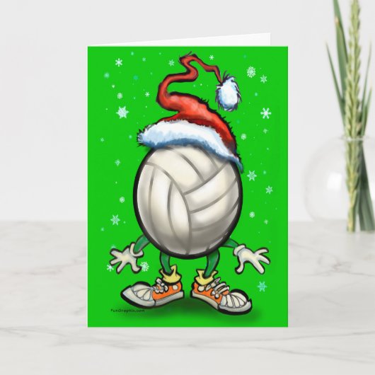 Volleyball Kerstbal Feestdagen Kaart (Voorkant)