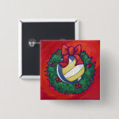 Volleyball Kerstbal Vierkante Button 5,1 Cm (Voorkant /achterkant)