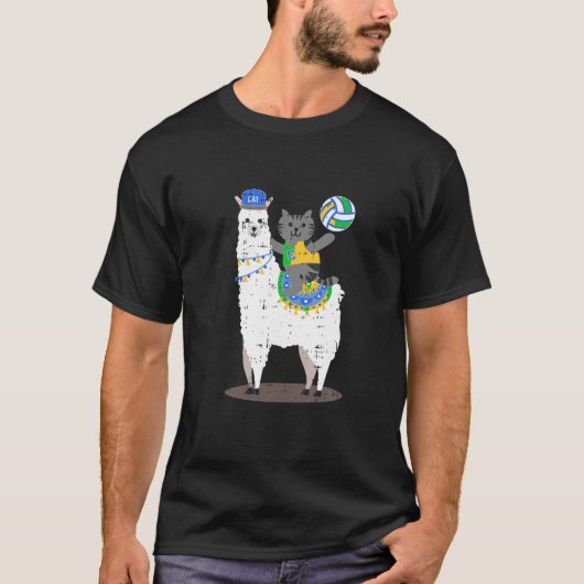 Volleyball Llama Cat Cool Cute Birthday Gift Idea T-shirt (Voorkant)