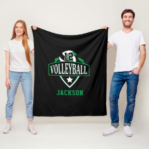 Volleyball-Logo met DIY-nummer - groen Fleece Deken