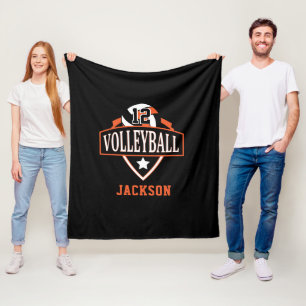 Volleyball-Logo met DIY-nummer - Oranje Fleece Deken