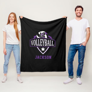 Volleyball-Logo met DIY-nummer - Paars Fleece Deken