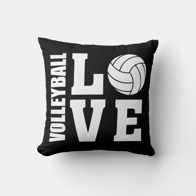 Volleyball Love Black Kussen (Voorkant)