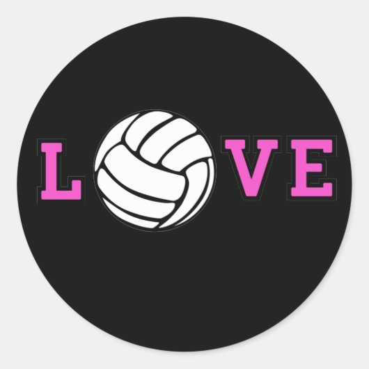 Volleyball Love Ronde Sticker (Voorkant)
