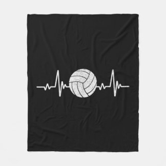Volleyball Lover Heartbeat Vintage Retro Volleybal Fleece Deken