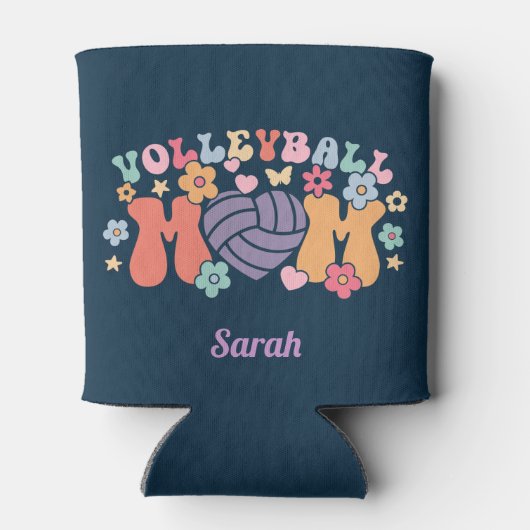 Volleyball Ma Ball Heart Floral Retro Koelbox Blikjeskoeler (Achterkant)