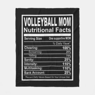 Volleyball Ma Nutritional Facts Fleece Deken
