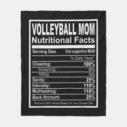 Volleyball Ma Nutritional Facts Fleece Deken (Voorkant)