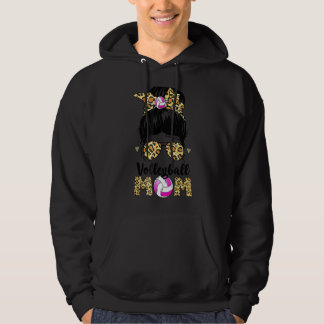 Volleyball mama Leopard Messy Bun Ball mama's Hoodie