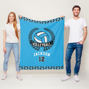 Volleyball met DIY-nummer - Babyblauw Fleece Deken