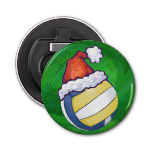 Volleyball met kerstPet Button Flesopener