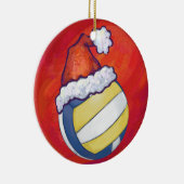 Volleyball met kerstPet Keramisch Ornament (Rechts)