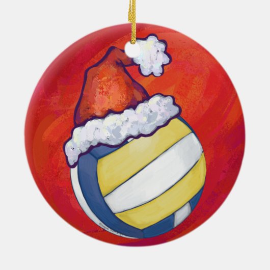 Volleyball met kerstPet Keramisch Ornament (Achterkant)