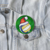 Volleyball met kerstPet Ronde Button 7,6 Cm (In situ)