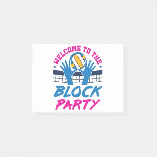 Volleyball Middle Blocker Welkom bij Block Party Post-it® Notes (Voorkant)