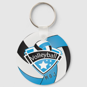 Volleyball - Monogram - Baby Blue, White en Black Sleutelhanger